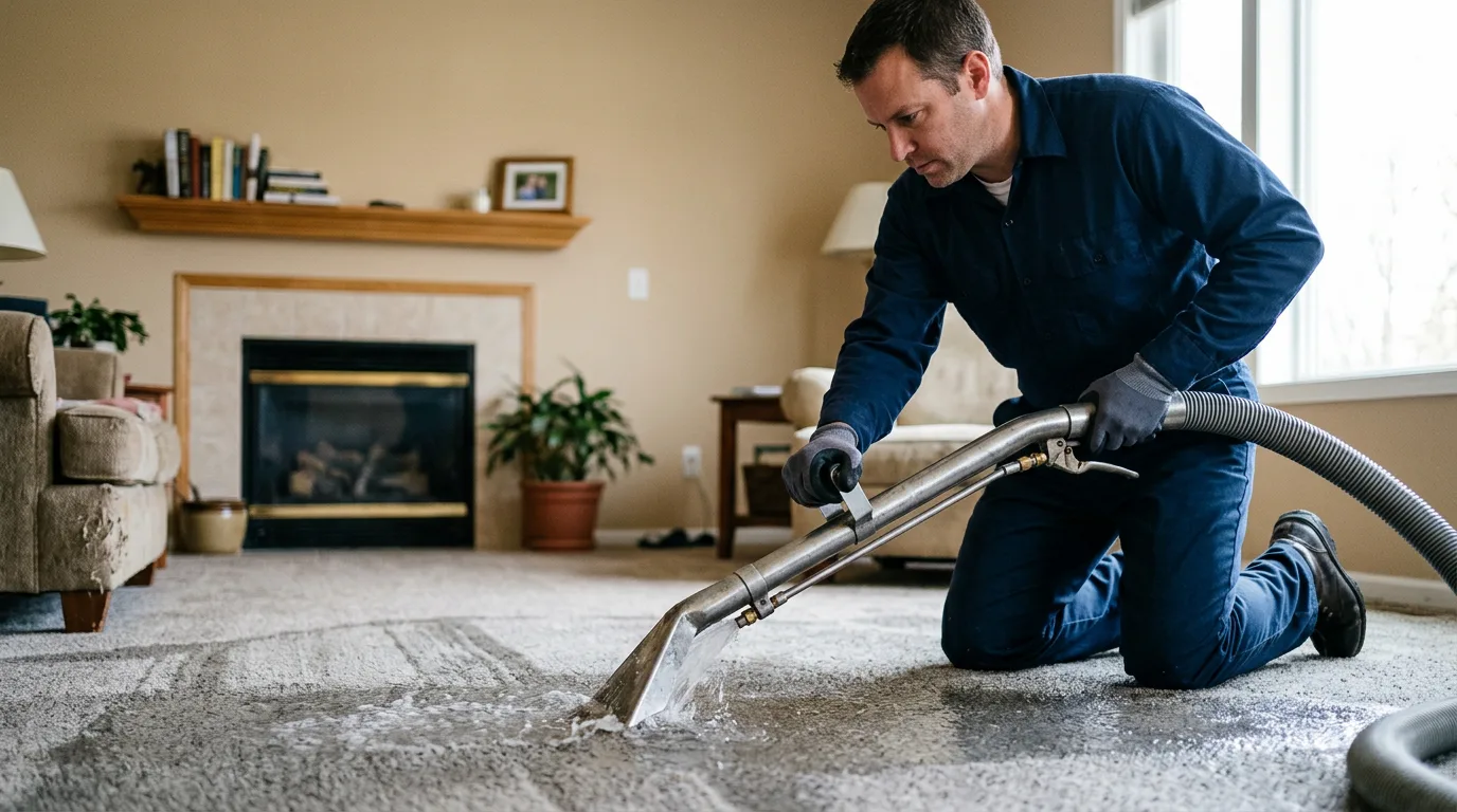 Water damage restoration technician working near Brighton, TN